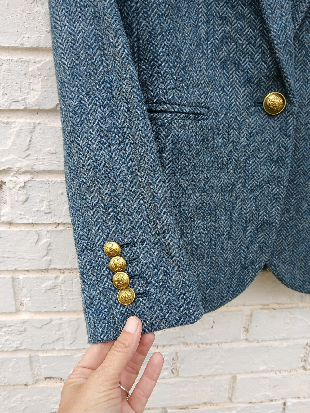 J. Crew Campbell Blazer Wool Blue Herringbone - Picture 7 of 9